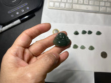 Load image into Gallery viewer, 100% Natural type A icy watery dark green(老油青) happy Buddha jadeite pendant BP178
