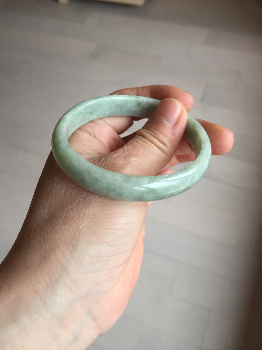 52mm certified Type A 100% Natural light green oval Jadeite Jade bangle BM94-4461