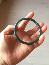 Load image into Gallery viewer, 60.5mm Certified Type A 100% Natural icy watery dark green/blue/gray with Guatemala slim round cut Jadeite bangle PH15-2341
