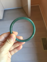 Load image into Gallery viewer, 56mm Certified Type A 100% Natural dark green/blue/gray Guatemala slim round cut Jadeite bangle PJ20-9698
