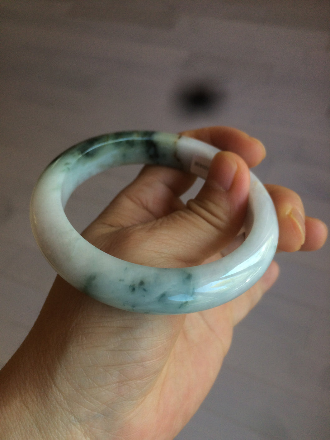 58mm Certified Type A 100% Natural light green/purple/white/brown Jadeite Jade bangle AH80-0458