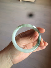 Load image into Gallery viewer, 54.5mm Certified type A 100% Natural icy watery dark green/white round cut Jadeite bangle BG74-0417
