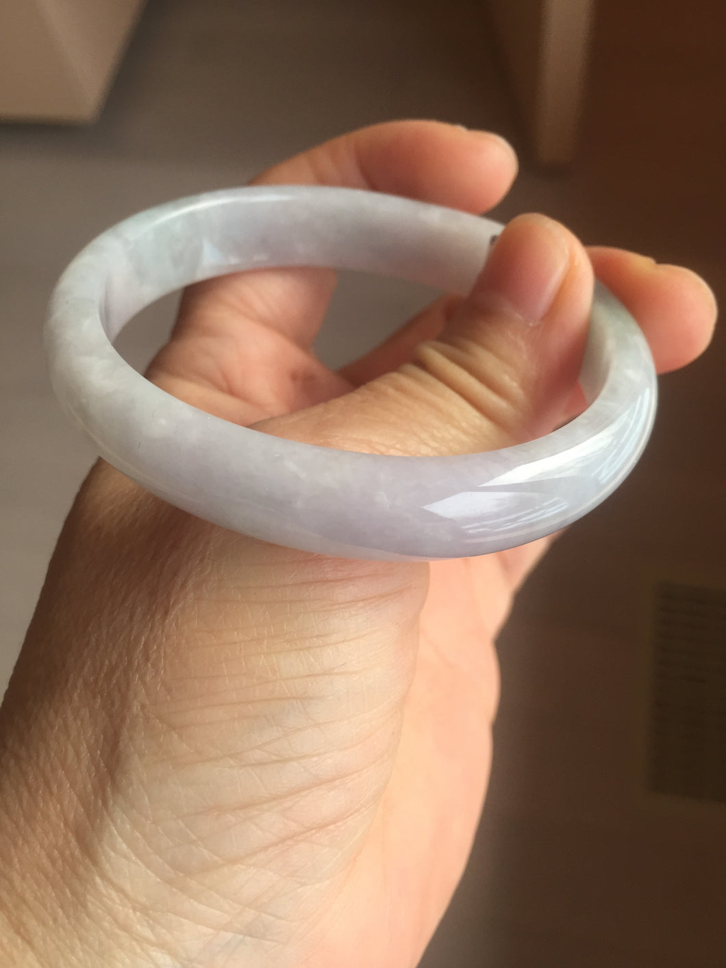 53mm Certified Type A 100% Natural light green white purple oval Jadeite bangle X160-3838(Etsy 已经列)