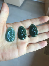 Load image into Gallery viewer, 100% Natural type A icy watery dark green gray black Guatemala jadeite RuYi(如意) pendant BP185
