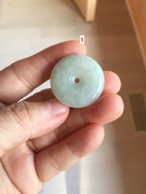 Load image into Gallery viewer, 19.7-27.5mm Type A 100% Natural light green white Jadeite Jade Safety Guardian Button donuts couple pendant PC130
