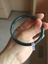 Load image into Gallery viewer, 59mm Certified Type A 100% Natural dark green/blue/gray with Guatemala slim round cut Jadeite bangle PH5-2328
