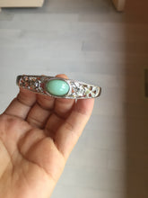 Load image into Gallery viewer, Size 52-58mm 100% natural type A apple green jadeite jade cabochon beads open Cuff bracelet PB217
