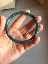 Load image into Gallery viewer, 61.2mm Certified Type A 100% Natural dark green/blue/gray with Guatemala slim round cut Jadeite bangle PH24-2339
