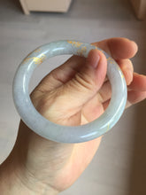 Load image into Gallery viewer, 52.3mm 100% Natural type A light green purple carved and golden-painted Jadeite Jade bangle PB213
