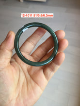 Load image into Gallery viewer, 51-61mm Certified type A 100% Natural dark green/blue/gray slim round cut Guatemala Jadeite bangle no crack group GL52
