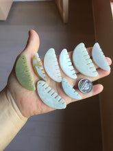 Load image into Gallery viewer, 100% Natural icy watery light green/gray Jadeite gua sha (刮痧) Jadeite jade Comb group E77 (Add on item! not sale individually)
