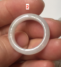 Load image into Gallery viewer, Size 6 3/4 100% natural type A icy watery green/white/purple jadeite jade band ring group R114
