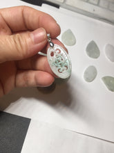 Load image into Gallery viewer, 100% Natural type A light green purple white openwork jadeite pendant BP183
