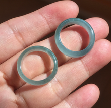 Load image into Gallery viewer, 16.1mm size 5 1/2 100% natural type A icy watery green/blue icy watery Guatemala jadeite jade band ring group BP85
