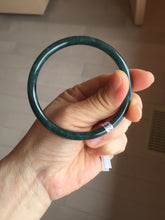 Load image into Gallery viewer, 59mm Certified Type A 100% Natural dark green/blue/gray with Guatemala slim round cut Jadeite bangle PH25-2342
