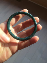 Load image into Gallery viewer, 54.5mm Certified Type A 100% Natural dark green/blue/gray with Guatemala slim round cut Jadeite bangle PH17-2345
