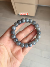 Load image into Gallery viewer, 9/10mm 100% Natural icy black sesame paste(冰芝麻糊青花) vintage style nephrite Jade bead bracelet group HN31
