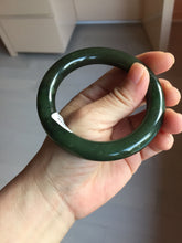 Load image into Gallery viewer, 57.4mm certified 100% Natural dark green/black chubby round cut nephrite bangle HN187-0153
