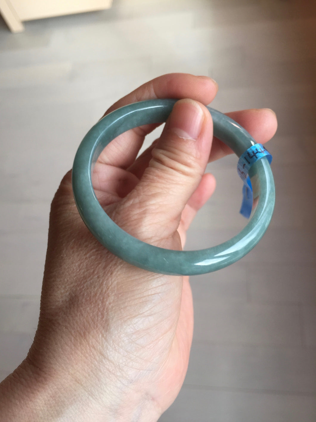 54.2mm Certified Type A 100% Natural dark green/blue/gray/black Guatemala Jadeite jade bangle BM16-1449