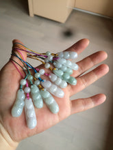 Load image into Gallery viewer, Type A 100% Natural white/green/purple Four Seasons Fortune Beans jadeite jade hanger group BF39
