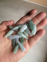 Load image into Gallery viewer, 100% Natural type A icy purple/green/white wolf fang Jadeite Jade pendant AX24
