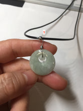 Load image into Gallery viewer, 100% natural Type A light green/white concentric circle jadeite jade safety Guardian ring pendant BN28
