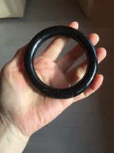 Load image into Gallery viewer, 62.6mm certified 100% Natural black meteorite chubby round cut nephrite(墨玉 MoYu) bangle HN94-6438
