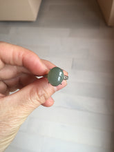 Load image into Gallery viewer, 100% natural type A dark green gray four-prong jadeite jade ring PC6
