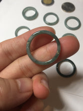 Load image into Gallery viewer, 18.1mm size 8 100% natural type A icy watery green/blue slim style Guatemala jadeite jade band ring group  BP75
