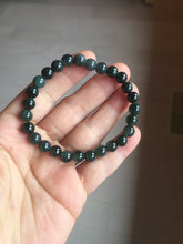 Load image into Gallery viewer, 6.8mm size 50-55mm 100% natural type A icy watery dark green/blue/gray jadeite jade beads bracelet PB80
