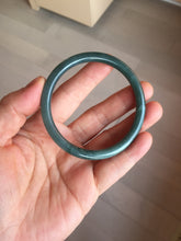 Load image into Gallery viewer, 55.3mm Certified Type A 100% Natural dark green/blue/gray with Guatemala slim round cut Jadeite bangle PH13-2350
