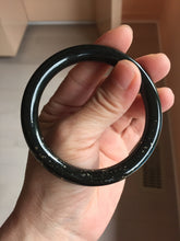 Load image into Gallery viewer, 54.2mm certified 100% Natural dark green/black meteorite round cut nephrite bangle HT169-0567
