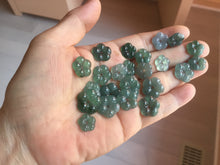 Load image into Gallery viewer, 100% Natural type A icy watery blue green gray Guatemala jadeite Forget-Me-Not(勿忘我) Flower Pendant group BP180

