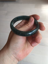 Load image into Gallery viewer, 55.5mm Certified Type A 100% Natural deep sea green/blue/gray/white Guatemala Jadeite bangle PC35-8521
