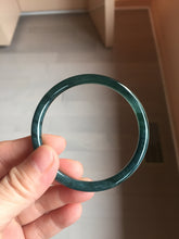 Load image into Gallery viewer, 56mm Certified Type A 100% Natural icy watery dark green/blue/gray/black slim Guatemala Jadeite bangle PJ156-0681
