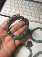 Load image into Gallery viewer, 9.8x8mm 100% natural type A light green blue olive(Lulutong) jadeite beads bracelet group Bp188
