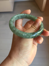 Load image into Gallery viewer, 61.2mm certified type A 100% Natural oily dark green gray black with flying snow Jadeite jade bangle PC208-7672
