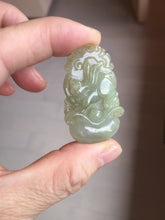 Load image into Gallery viewer, Type A 100% Natural  Light Green gray (淡油冰)Jadeite Jade bunny rabbit Pendant PC232

