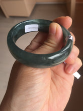 Load image into Gallery viewer, 49mm Certified Type A 100% Natural icy watery deep sea green/blue/gray/white oval Guatemala Jadeite bangle F124-2262
