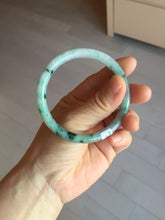 Load image into Gallery viewer, 55mm Certified Type A 100% Natural sunny green light green purple with green floating flowers slim round cut Jadeite bangle PD204-3919
