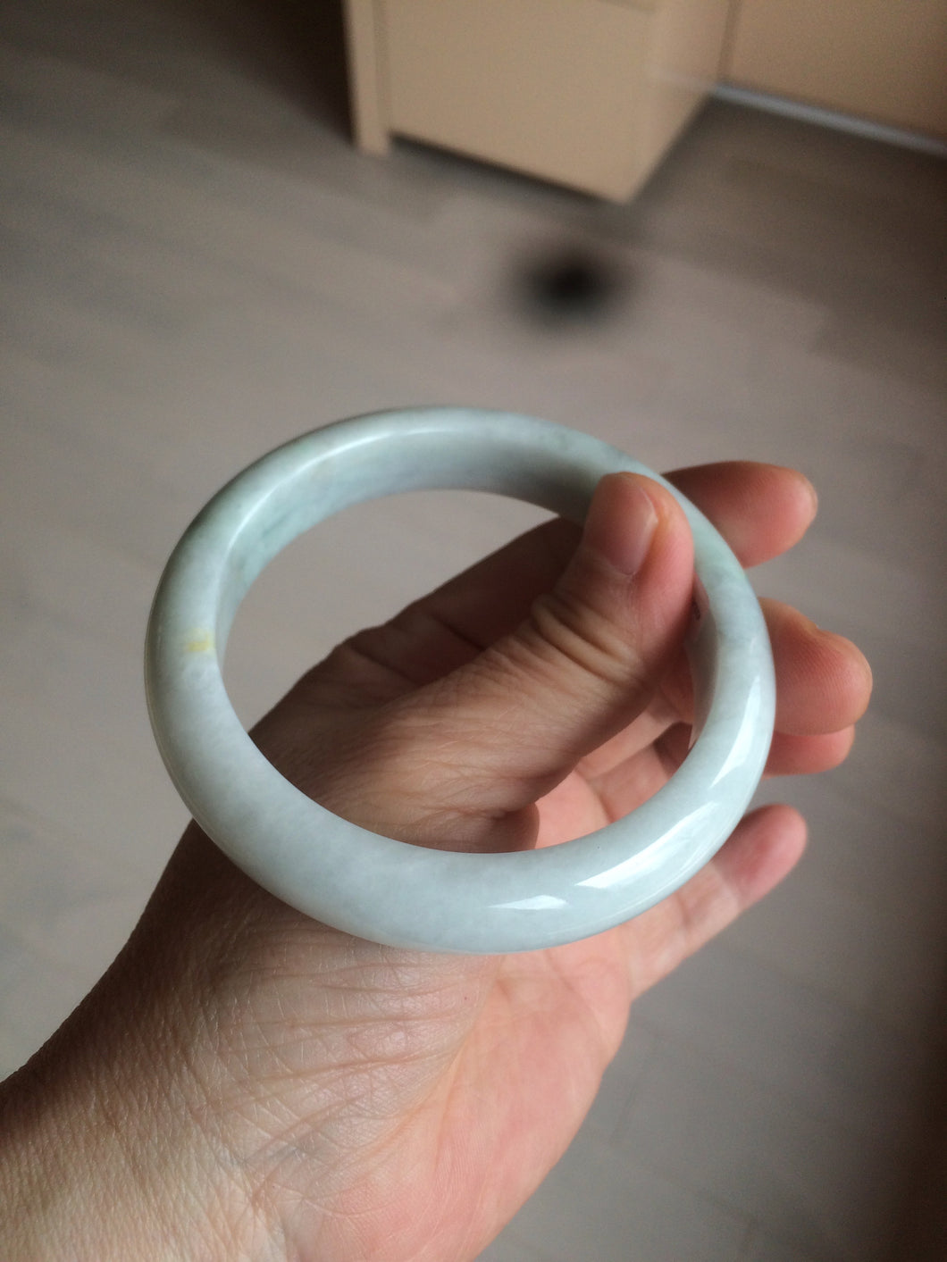 58.4mm certified Type A 100% Natural light green white Jadeite Jade bangle AF90-2939