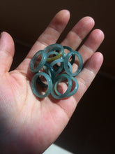 Load image into Gallery viewer, 17.9mm 7 3/4 100% natural type A icy watery green/blue Guatemala jadeite jade band ring group  BP76
