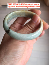 Load image into Gallery viewer, 45-49.2mm Type A 100% Natural light green/yellow/gray Jadeite Jade bangle for little kids/small adult hand BG3
