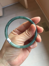 Load image into Gallery viewer, 56.8mm Certified Type A 100% Natural dark green/blue/gray with Guatemala slim round cut Jadeite bangle PJ93-3450
