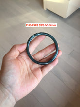 Load image into Gallery viewer, 59mm Certified Type A 100% Natural dark green/blue/gray with Guatemala slim round cut Jadeite bangle PH5-2328
