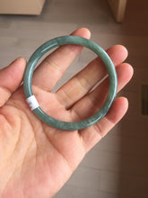 Load image into Gallery viewer, 56mm Certified Type A 100% Natural dark green/blue/gray Guatemala slim round cut Jadeite bangle PH173-8136
