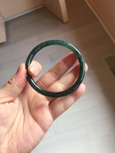 Load image into Gallery viewer, 55.5mm Certified Type A 100% Natural dark green/blue/gray/black Guatemala slim round cut Jadeite bangle AZ168-3455
