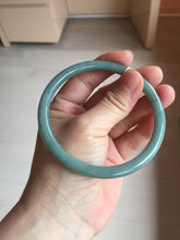 Load image into Gallery viewer, 63mm Certified Type A 100% Natural Light Blue Green Gray Ru Kiln Sky Celadon Blue (汝窑天青蓝) Guatemala Jadeite Jade Slim Round Bangle BS172-8648
