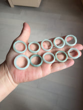 Load image into Gallery viewer, Size 6 1/2-10 1/2 100% natural type A light green white jadeite band ring group AA111
