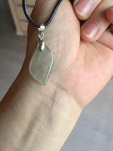 Load image into Gallery viewer, 100% natural type A jadeite jade icy watery yellow green black Willow leaf pendant group AX152
